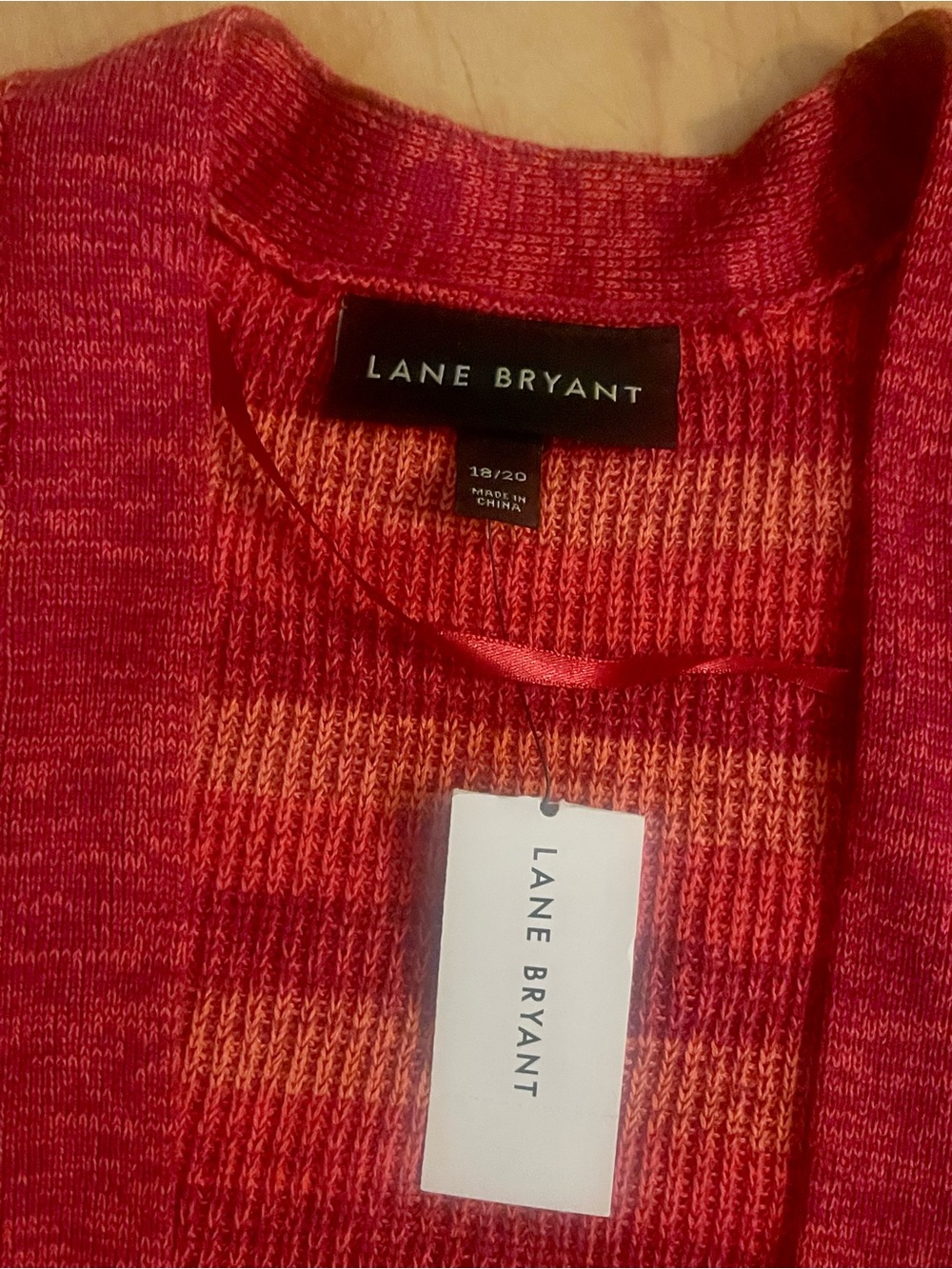 Lane Bryant Pink Striped Open Front Cardigan Sweater Sz 18 Plus Lightweight NWT - Picture 3 of 4